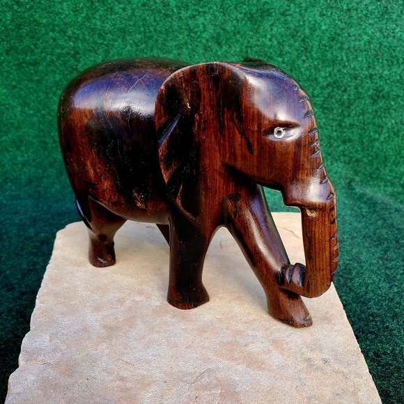 Handcrafted Elephant Wood Decorative Artisan 6"x6" Heavy 2lbs - Picture 2 of 14